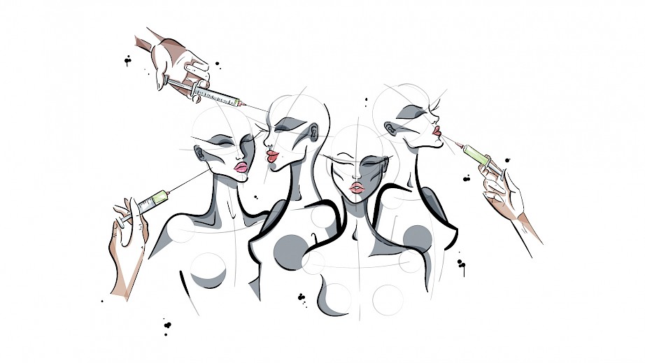An Illustration created for an article about plastic surgery and injectables in Glamour Magazine.