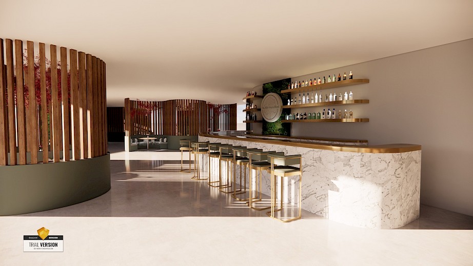 The Mile Green Hotel. Bar Render created using SketchUp and Enscape.