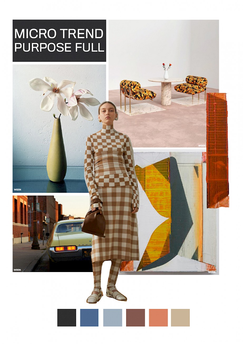 Trend Board for Next's A/W 2018 womenswear collection created using Photoshop and based on the A/W WGSN trend Purpose Full