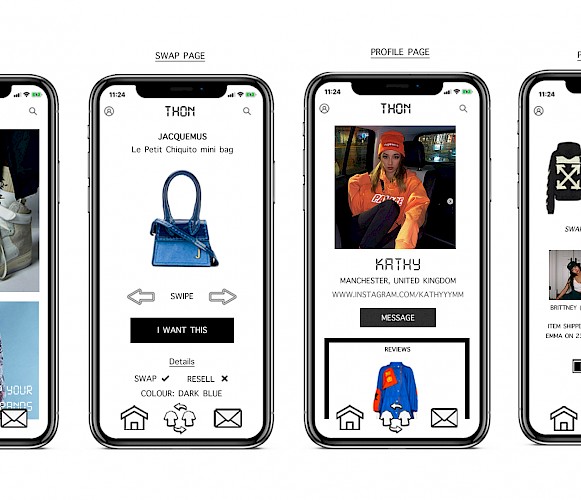 This is the app design of my final year project where I created a business plan for a luxury streetwear swap concept. The app allows customers to exchange items with one another based on their size and style preferences, and they will be able to track their items on this app as they swap among the members in the community.